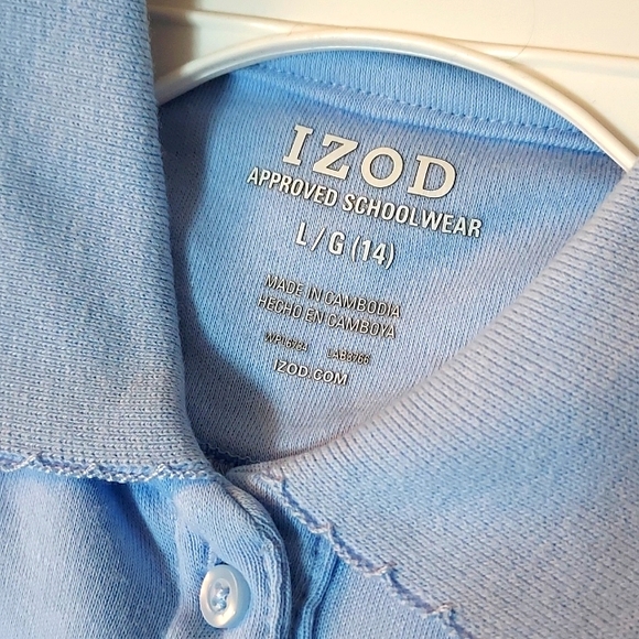 Girls Izod School Uniform Short Sleeve Polo Shirt - Light Blue - Picture 4 of 6